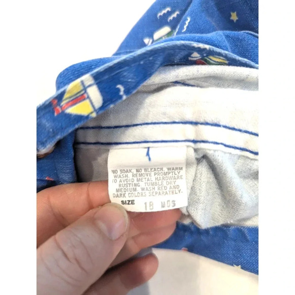 Osh Kosh B'gosh Vintage 18 Months Sailboat Shortalls Made in USA Vestbac - Picture 7 of 8